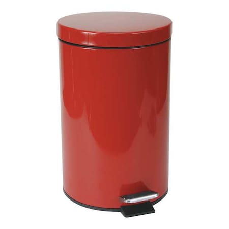 3-1/2 Gal Round Step Can, Red, 10 In Dia, Step-On, Steel