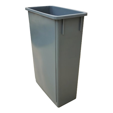 23 Gal Rectangular Trash Can, Gray, 11 1/4 In Dia, None, Plastic