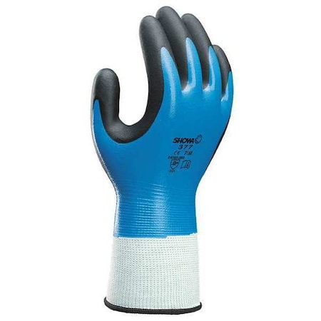 Foam Nitrile Coated Gloves, Full Coverage, Black/Blue, M, PR