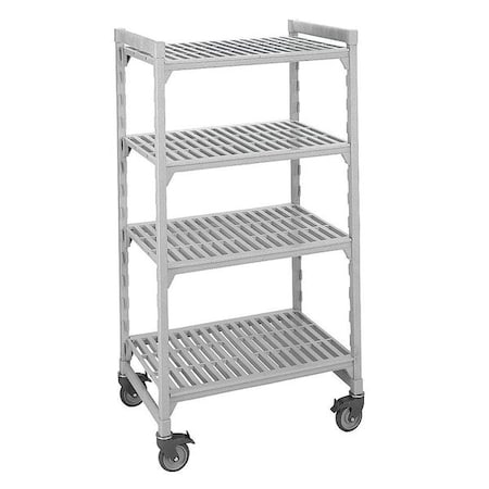 Starter Mobile Plastic Shelving Unit, Vented Style, 18 In D, 48 In W, 75 In H, 4 Shelves