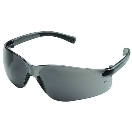 Safety Glasses, Wraparound Gray Polycarbonate Lens, Scratch-Resistant