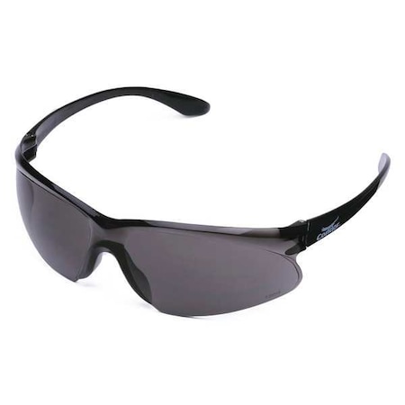 Safety Glasses, Wraparound Gray Polycarbonate Lens, Scratch-Resistant