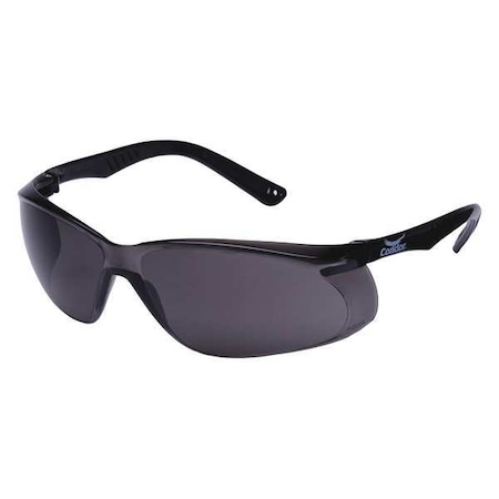 Safety Glasses, Wraparound Gray Polycarbonate Lens, Scratch-Resistant