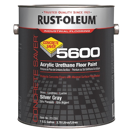 1 Gal Floor Paint, High Gloss Finish, Silver Gray, Water Base