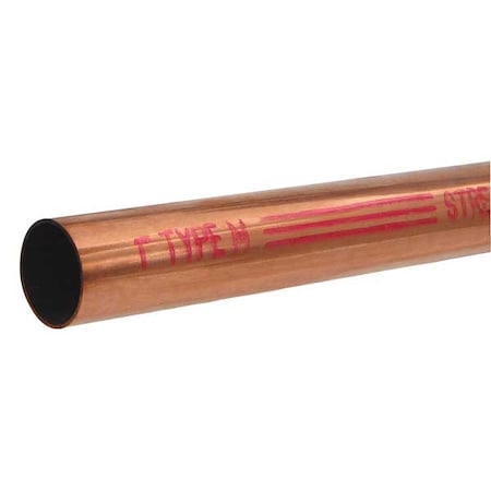 Straight Copper Tubing, 1 1/8 In Outside Dia, 2 Ft Length, Type M
