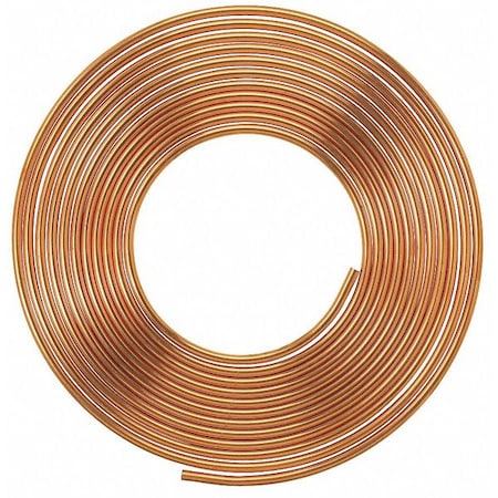 Coil Copper Tubing, 1/2 In Outside Dia, 100 Ft Length, Type K