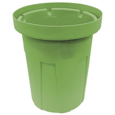 20 Gal Round Trash Can, Green, 22 In Dia, None, Polyethylene