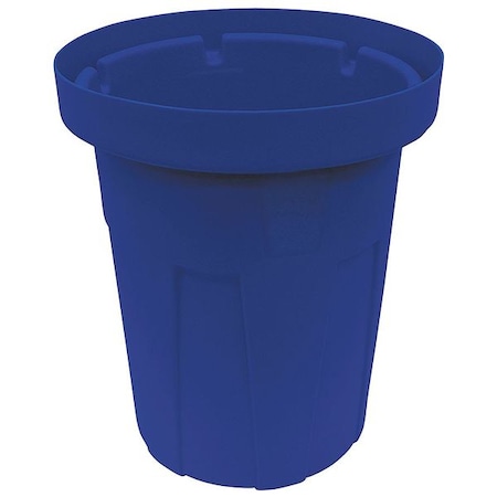 25 Gal Round Trash Can, Blue, 22 In Dia, None, Polyethylene