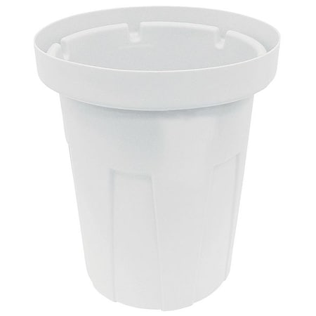 55 Gal Round Trash Can, White, 25 1/4 In Dia, None, Polyethylene