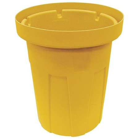 25 Gal Round Trash Can, Yellow, 22 In Dia, None, Polyethylene