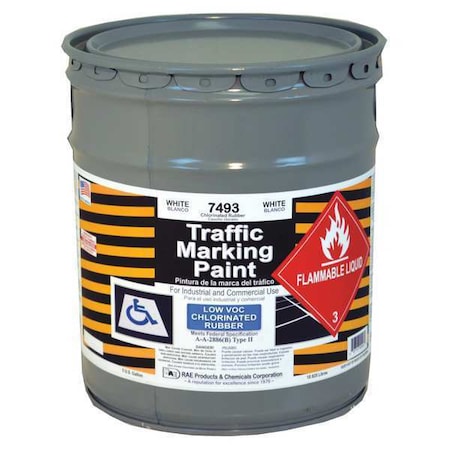 Traffic Zone Marking Paint, 5 Gal., White, Chlorinated Solvent -Based