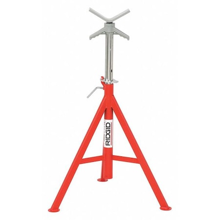 V-Head Pipe Stand, 2,500 Lb Max Load Capacity, Adj Leg, 52 In Max Ht, 28 In Min Ht, 1/8 To 12 In