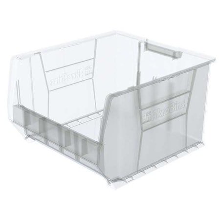 Super Size Bin, Clear, Plastic, 20 In L X 18 3/8 In W X 12 In H, 300 Lb Load Capacity