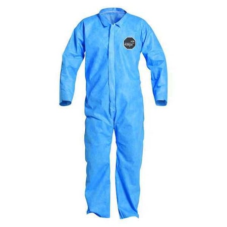 Collared Disposable Coverall, 25 PK, Blue, SMS, Zipper