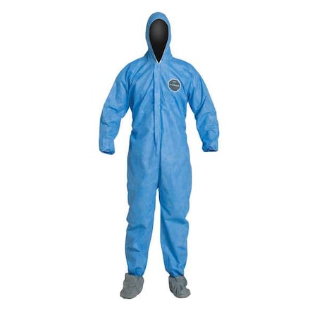 Hooded Disposable Coverall,2XL,25 PK,Blue,SMS,Zipper