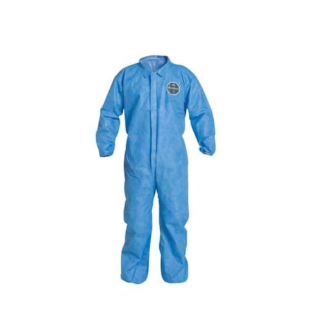 Collared Disposable Coverall,4XL,25 PK,Blue,SMS,Zipper