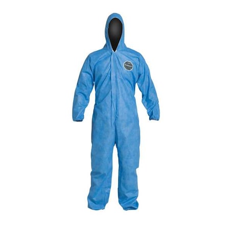 Hooded Disposable Coverall,L,25 PK,Blue,SMS,Zipper