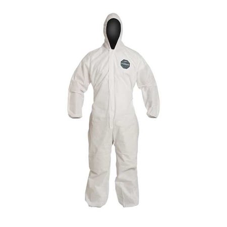 Hooded Disposable Coverall,2XL,25 PK,White,SMS,Zipper