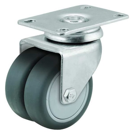 2 X 1-21/32 Non-Marking Rubber (Grey) Swivel Caster, No Brake, Loads Up To 200 Lb