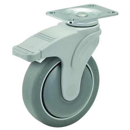 3 X 1-1/4 Non-Marking Rubber Thermoplastic Swivel Caster, Total Lock Brake, Loads Up To 200 Lb
