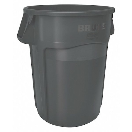 32 Gal Round Trash Can, Black, 22 In Dia, None, Polyethylene