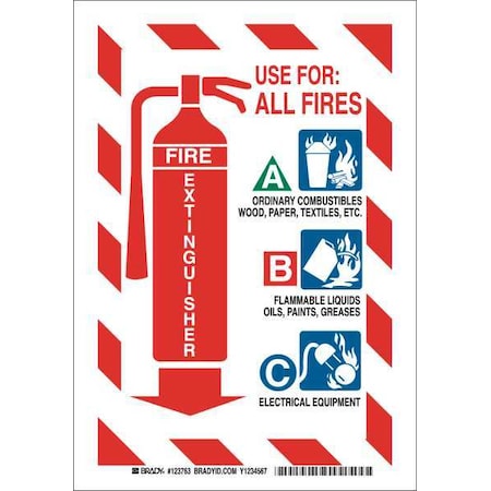 Fire Ext Sign,10X7,Blue,Gr And Rd/Wt