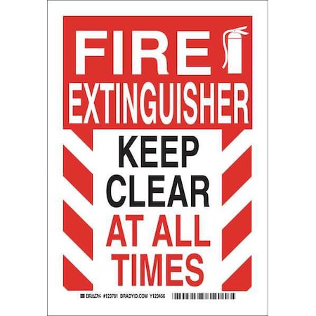 Fire Ext Sign, 10X7, Black And Red/Wt, Height: 10