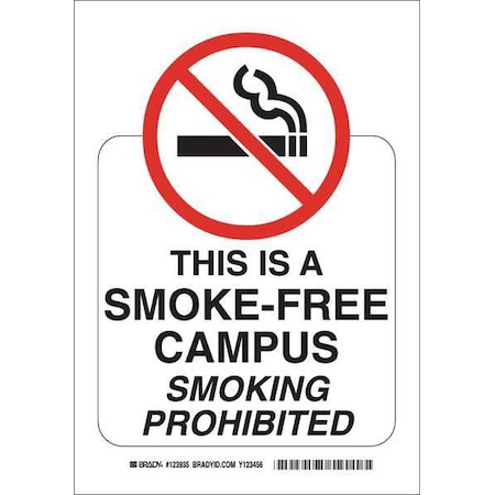 No Smoking Sign, 14 In H, 10 W, Polyester, Rectangle, English, 123938