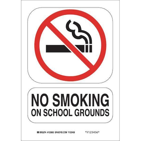 No Smoking Sign, 10 H, 7 In W, Polyester, Rectangle, English, 123893