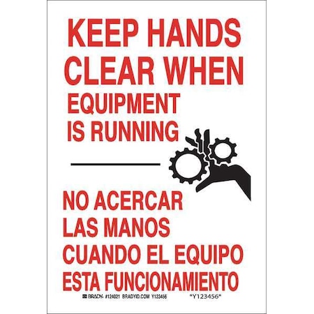 Bilingual Safety Sign, 10 In Height, 7 In Width, Plastic, Rectangle, English, Spanish