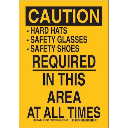 Caution Sign, 10X7, Black/Yellow, Sign Material: Polyester