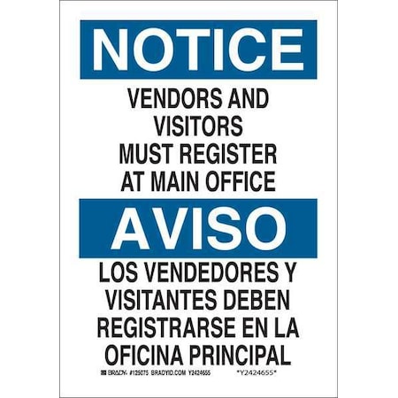Bilingual Safety Sign, 14 In Height, 10 In Width, Plastic, Rectangle, English, Spanish