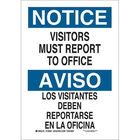 Bilingual Safety Sign, 14 In H, 10 In W, Plastic, Rectangle, English, Spanish, 125083