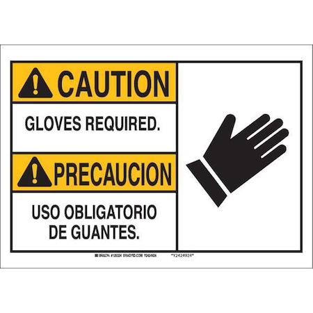 Caution Sign, 7 In Height, 10 In Width, Aluminum, Rectangle, English, Spanish