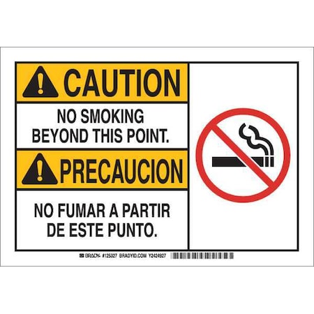 No Smoking Sign, 7 H, 10 W, Polyester, Rectangle, English, Spanish, 125327