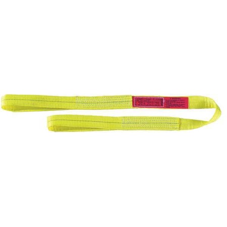 Web Sling, Flat Eye And Eye, 6 Ft L, 2 In W, Polyester, Yellow