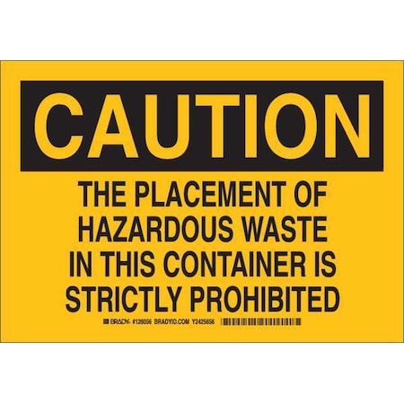 Caution Sign, 10 In H, 14 In W, Plastic, Rectangle, English, 126058