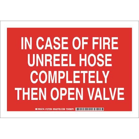 Fire Equip Sign, 7X10, White/Red, Width: 10