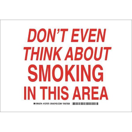 No Smoking Sign, 7 H, 10 W,  Rectangle, English, 127968
