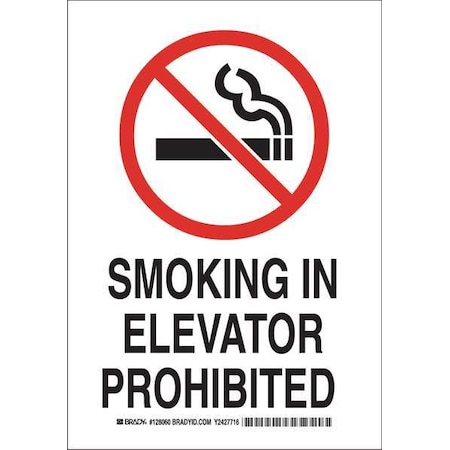No Smoking Sign, 14 In H, 10 W,  Rectangle, English, 128061