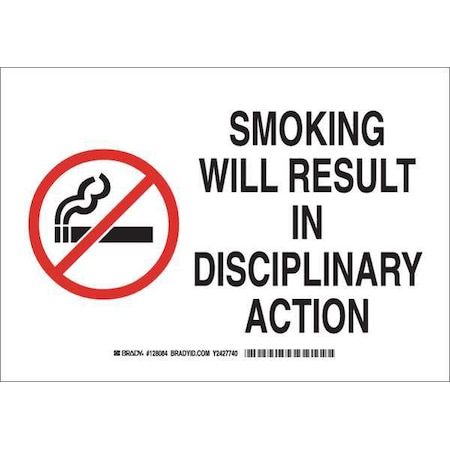 No Smoking Sign, 7 H, 10 W,  Rectangle, English, 128082