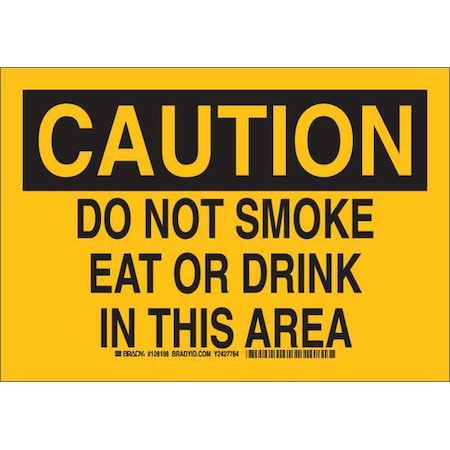 No Smoking Sign, 10 H, 14 In W, Plastic, Rectangle, English, 128110