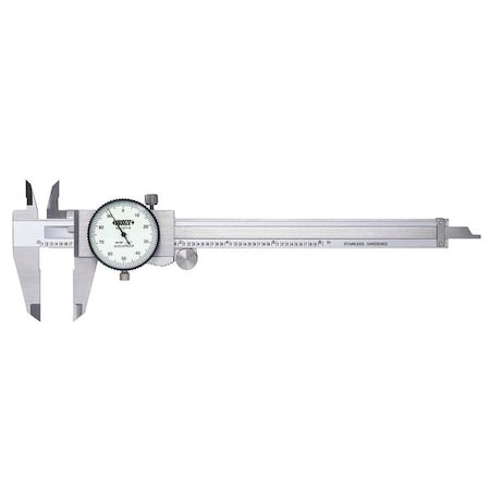 Dial Caliper,0-12 Range,2 Jaw D,White