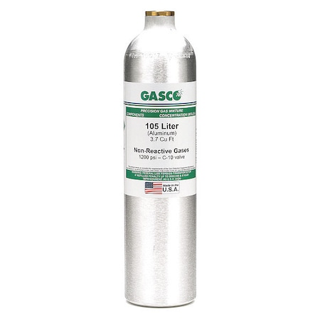 Calibration Gas, Nitrogen, Nitrogen Dioxide, 105 L, C-10 Connection, +/-2% Accuracy