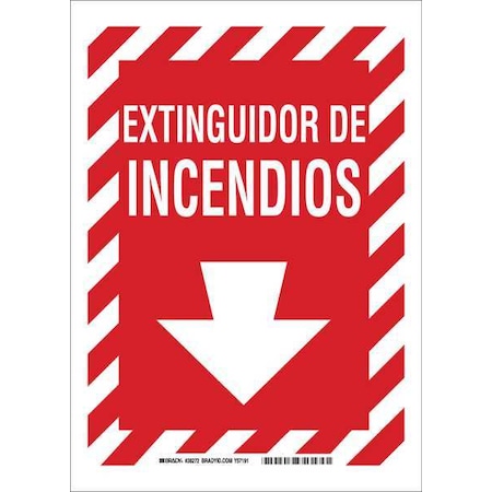 Fire Extinguisher Sign, 12 In Height, 9 In Width, Polyester, Rectangle, Spanish