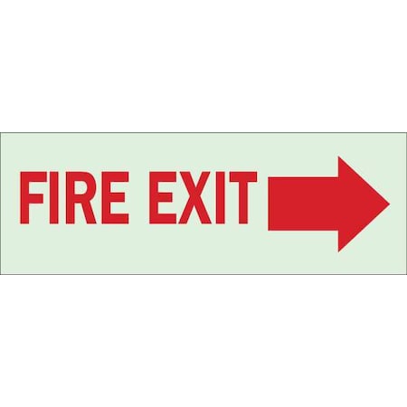 Fire Exit Sign, 3-1/2 X 10In, Red/Green, Sign Material: Plastic