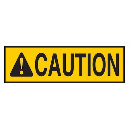 Caution Sign, 10 W, 3-1/2 H, English, Polyester, Yellow