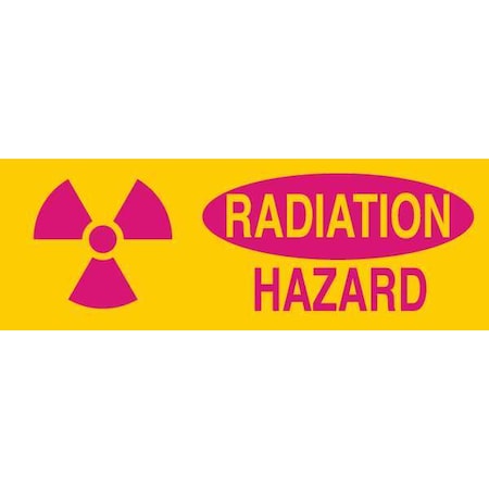 Radiation Sign, 5 In Height, 14 In Width, Polyester, Rectangle, English