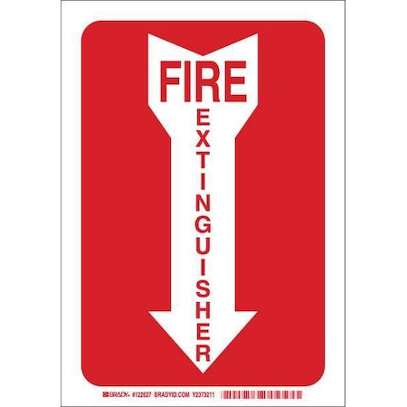 Fire Extinguisher Sign,14X10,Wht/Red