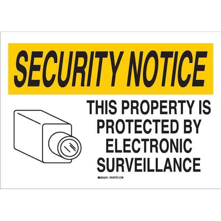 Security Notice Sign, 10 In Height, 14 In Width, Plastic, Rectangle, English